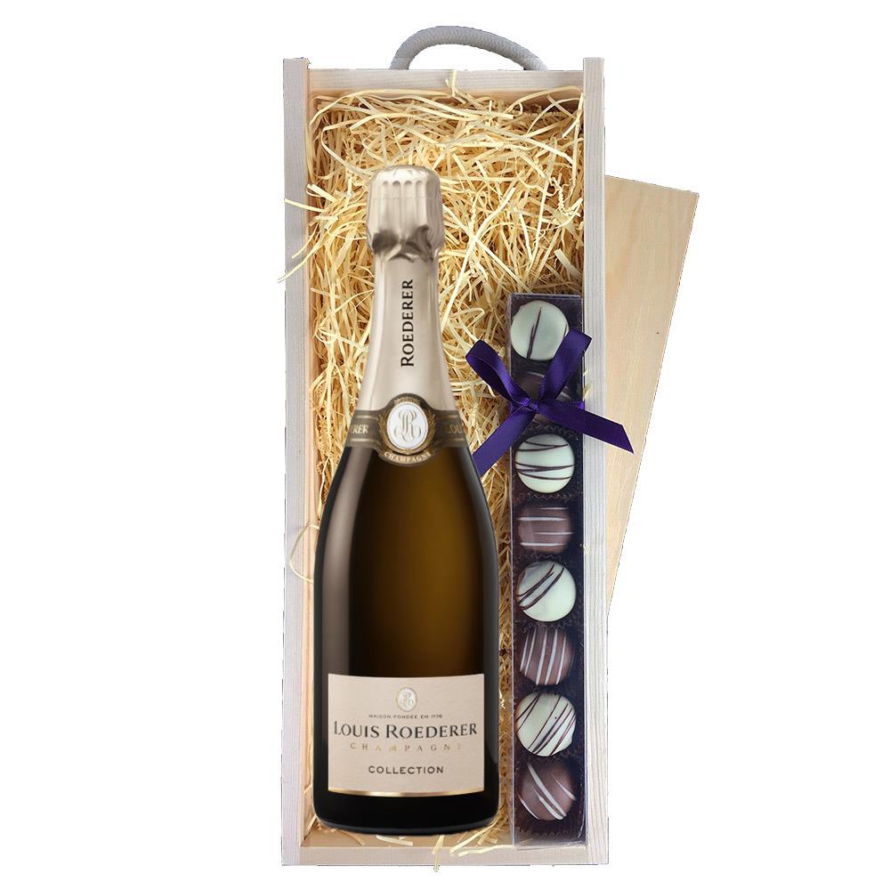Louis Roederer Collection 242 Champagne 75cl & Truffles, Wooden Box